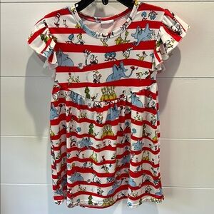 Kids Striped Red and White Dress with Fun Prints